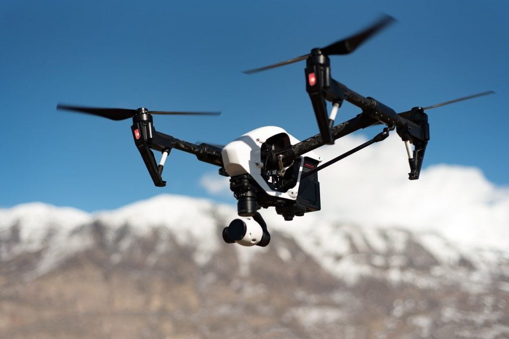 a drone flying in the sky