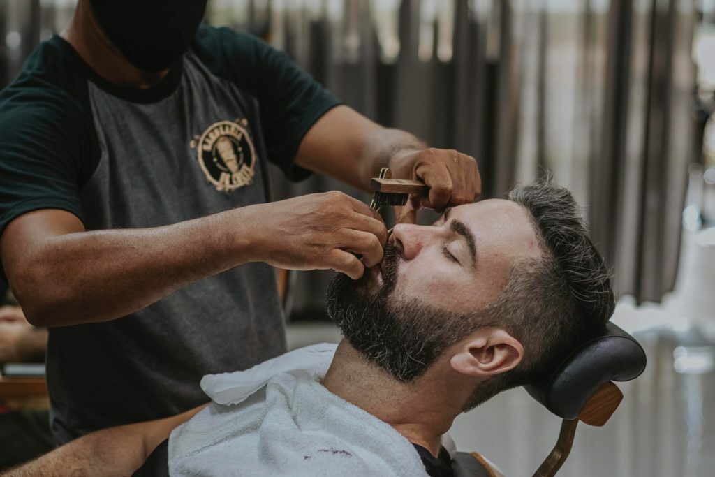 a man getting his hair done