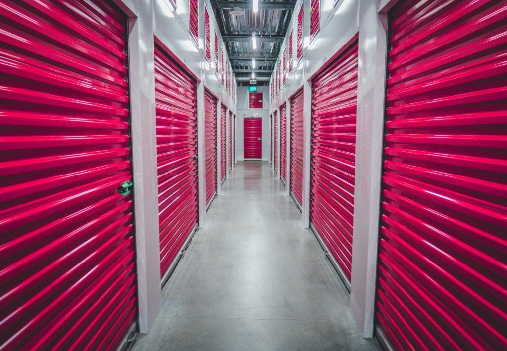 a hallway with red walls