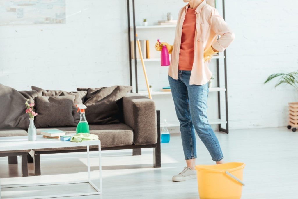 a person walking in a living room