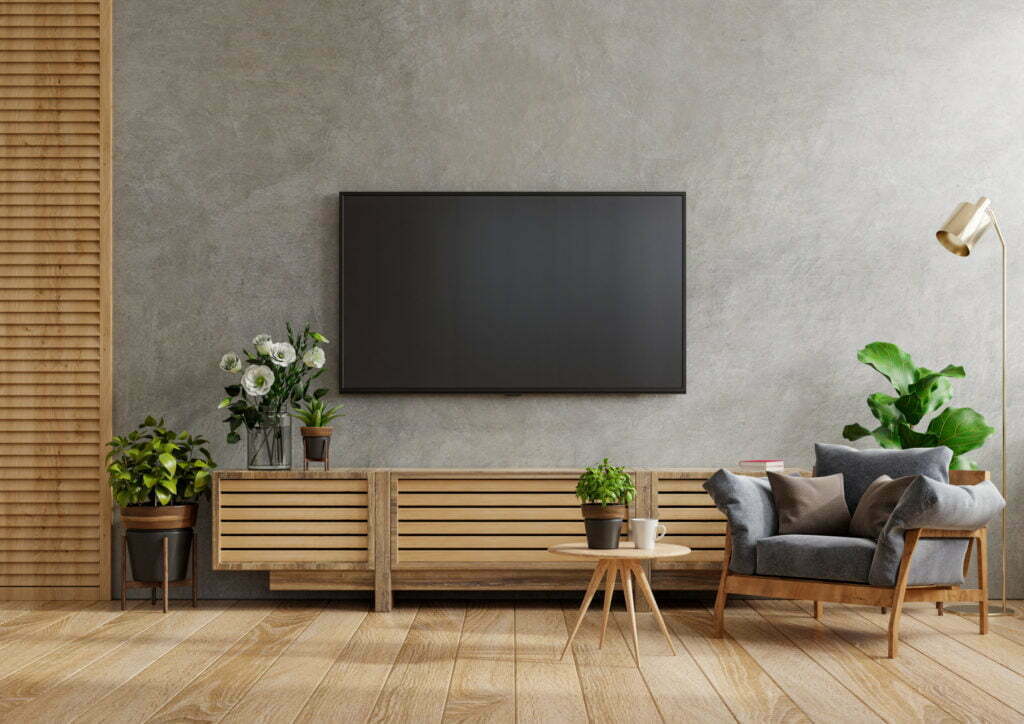 a living room with a tv