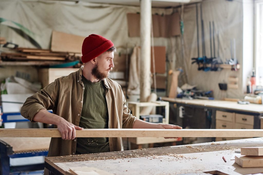 a person in a red hat