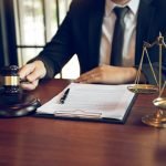 Judge is working in the office of the Court of Justice.