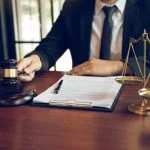 Judge is working in the office of the Court of Justice.