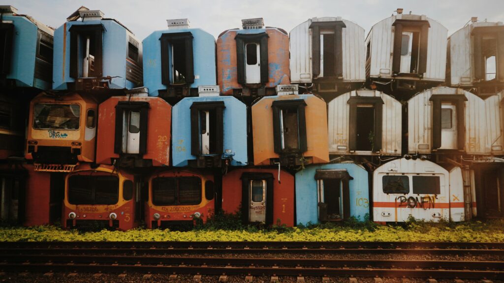 a train on the railway tracks
