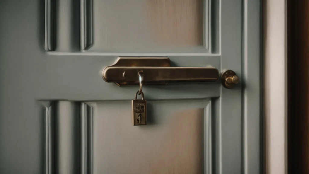 a key turning in the lock of a traditional portuguese door.
