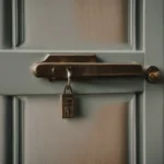 a key turning in the lock of a traditional portuguese door.