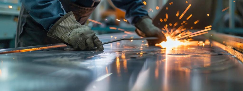 technician fabricating custom stainless steel sheet metal