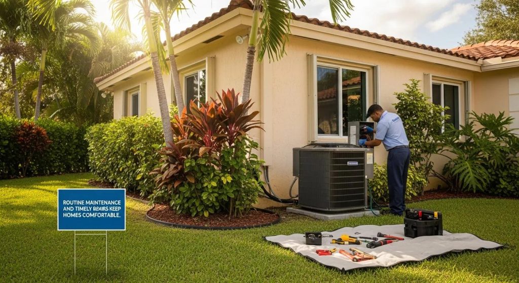 Residential air conditioner in Hialeah — routine maintenance and timely repairs keep homes comfortable